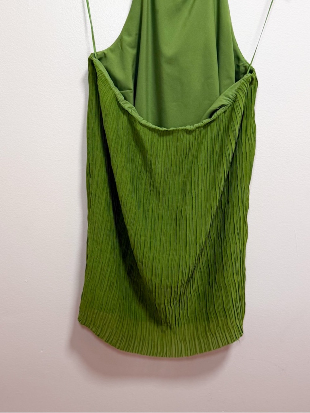 Banana Republic green halter plisse shift dress pleated summer resort vacation - Picture 8 of 11